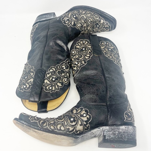 Old Gringo Black and Gold Western Rhinestone Boots - Picture 11 of 15